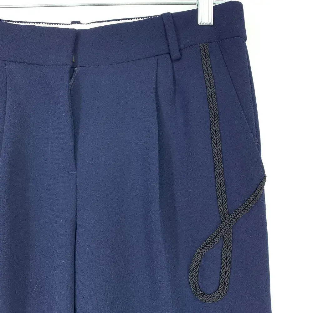 J. Crew Pants Collection Women's Size 0 Cropped Trouser Navy Blue Crepe